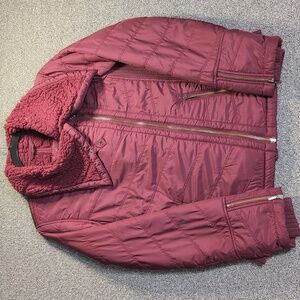 Prana Diva Sherpa Lined Jacket Full Zip Size Medium in Maroon